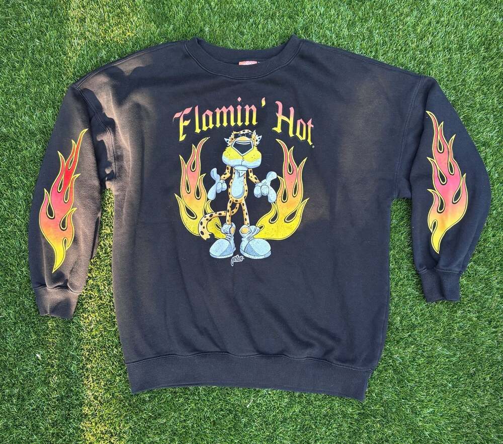 Cheetos Flamin' Hot Graphic Pullover Sweatshirt with Flame Sleeves